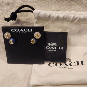 Coach crystal cushion stud earrings, 2 pairs